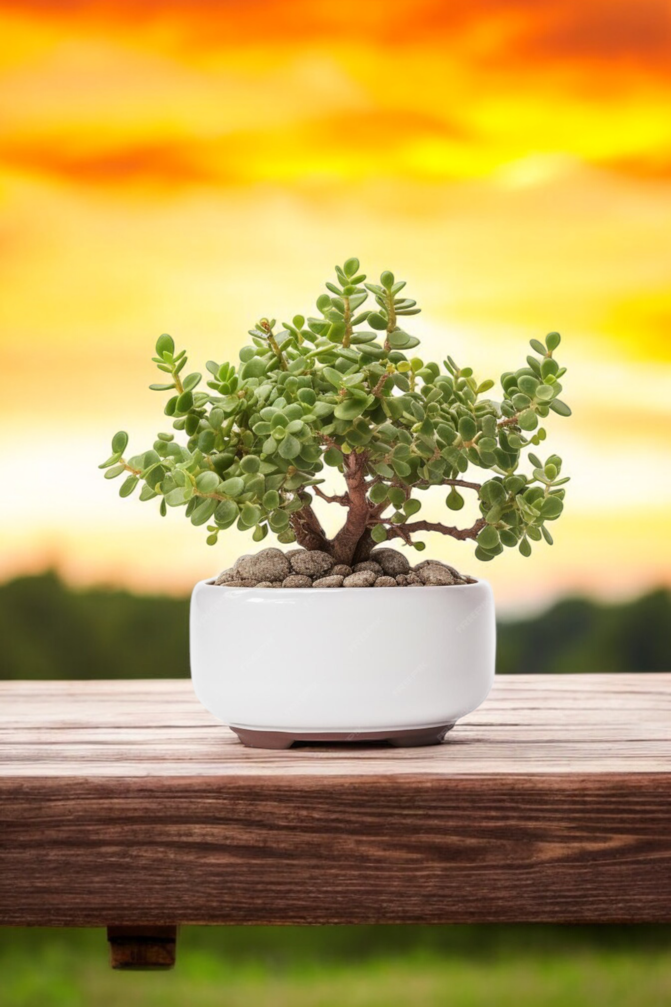 Dekoratif Saksıda Bonsai Yeşim Ağacı Fil Azığı